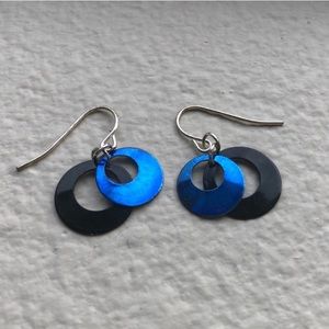 Claire’s Double Hoop Dangle Earrings Blue Black